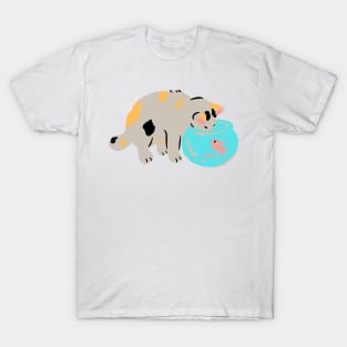 Cat and goldfish T-Shirt